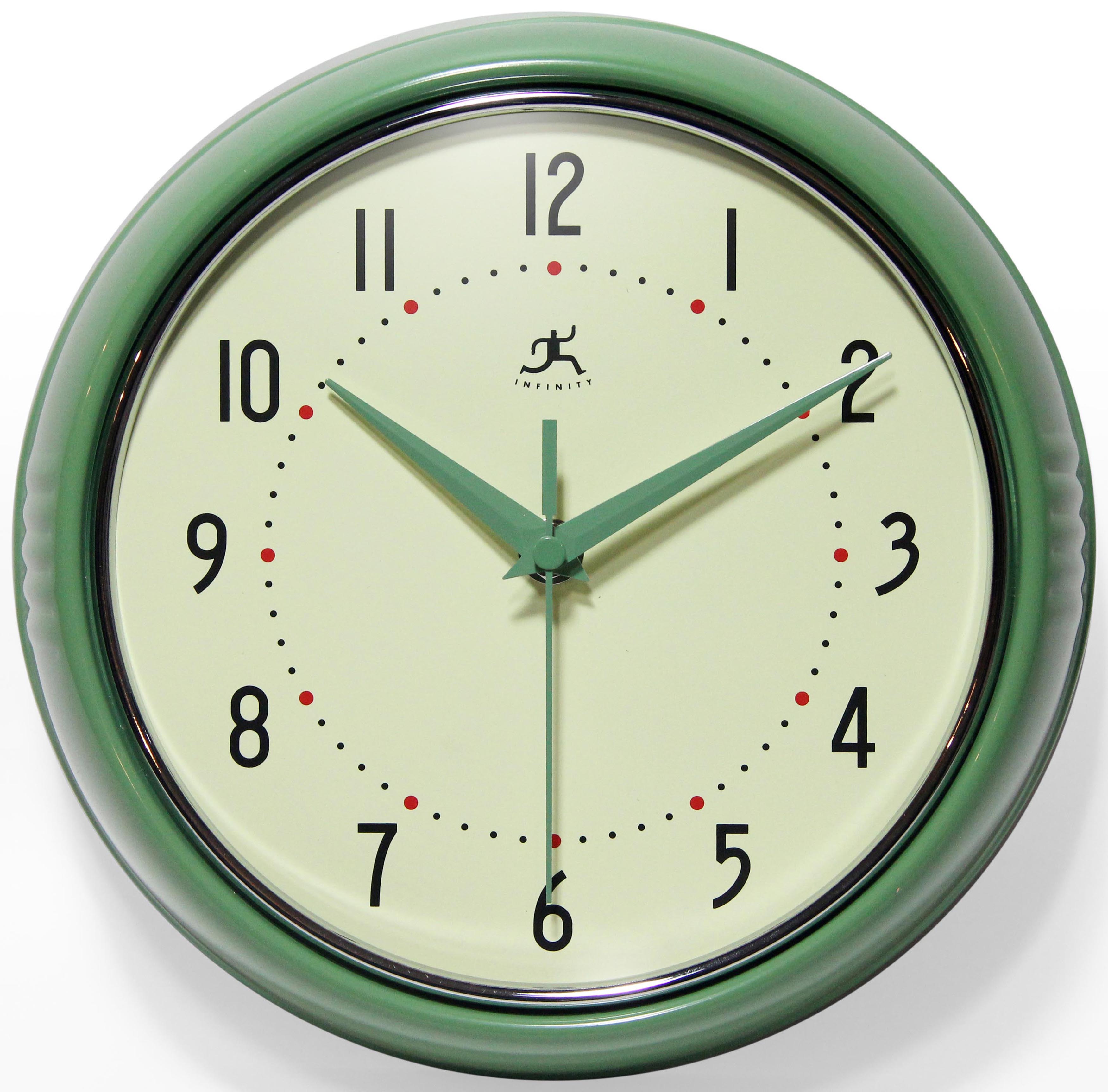 Infinity Instruments Round Green Retro Indoor Wall Clock 731742019400 ...